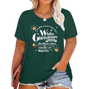 Plus Size Christmas Tree Shirt for Women Merry Christmas Printed Tshirts Funny Short Sleeve Xmas Holiday Tee Tops