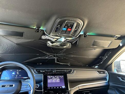 2024 Windshield Sun Shade Umbrella, Glitter Iridescent Car Sunshade with No-Scratch 360° Rotation Shaft, Foldable Car Sun Shield Cover for Most Car Front Windshield Block UV Rays, Protect Car Interior in Kuwait