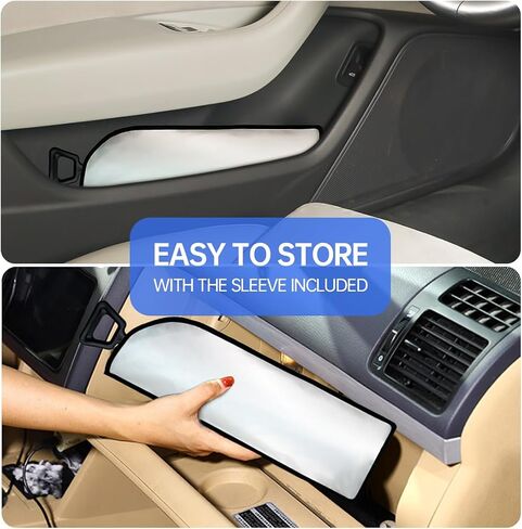 2024 Windshield Sun Shade Umbrella, Glitter Iridescent Car Sunshade with No-Scratch 360° Rotation Shaft, Foldable Car Sun Shield Cover for Most Car Front Windshield Block UV Rays, Protect Car Interior in Kuwait