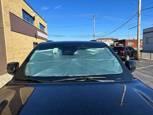 2024 Windshield Sun Shade Umbrella, Glitter Iridescent Car Sunshade with No-Scratch 360° Rotation Shaft, Foldable Car Sun Shield Cover for Most Car Front Windshield Block UV Rays, Protect Car Interior in Kuwait