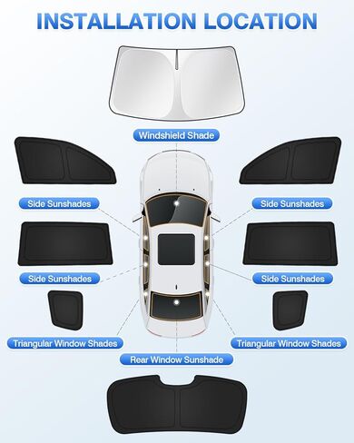 مظلات شمسية لتويوتا هايلاندر 2008-2013 ملحقات الزجاج الأمامي ظل الشمس الجانبي غطاء النافذة الخلفية غطاء الشمس قناع درع حماية الخصوصية إبقاء السيارة باردة سوداء 8 قطع in Kuwait