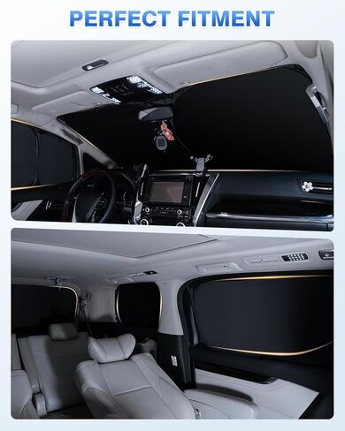 مظلات شمسية لتويوتا هايلاندر 2008-2013 ملحقات الزجاج الأمامي ظل الشمس الجانبي غطاء النافذة الخلفية غطاء الشمس قناع درع حماية الخصوصية إبقاء السيارة باردة سوداء 8 قطع in Kuwait