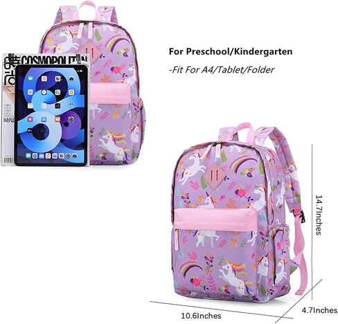 KK CRAFTS Preschool Backpack Kindergarten Little Kid Toddler School Backpacks for Boys and Girls with Chest Strap(Purple Unicorn) in Saudi Arabia