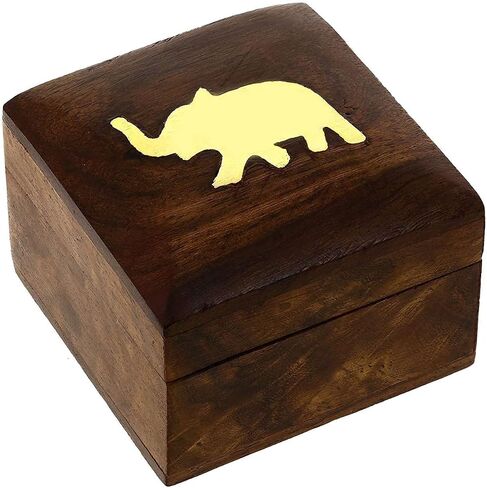 Store Indya Wooden Jewelry Box Novelty Item, Unique Artisan Traditional Hand Carved Jewelry Box, Memory Box, Wooden Storage Box Stash box for Keepsakes from India (Brown) in Saudi Arabia