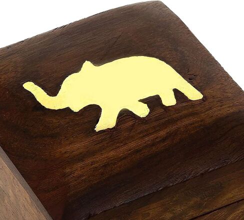 Store Indya Wooden Jewelry Box Novelty Item, Unique Artisan Traditional Hand Carved Jewelry Box, Memory Box, Wooden Storage Box Stash box for Keepsakes from India (Brown) in Saudi Arabia