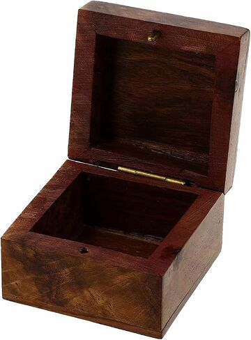 Store Indya Wooden Jewelry Box Novelty Item, Unique Artisan Traditional Hand Carved Jewelry Box, Memory Box, Wooden Storage Box Stash box for Keepsakes from India (Brown) in Saudi Arabia
