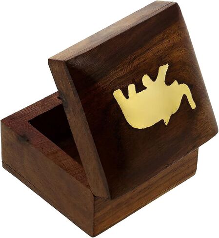 Store Indya Wooden Jewelry Box Novelty Item, Unique Artisan Traditional Hand Carved Jewelry Box, Memory Box, Wooden Storage Box Stash box for Keepsakes from India (Brown) in Saudi Arabia