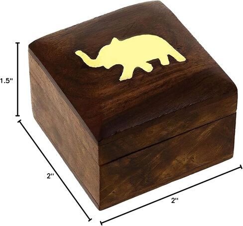 Store Indya Wooden Jewelry Box Novelty Item, Unique Artisan Traditional Hand Carved Jewelry Box, Memory Box, Wooden Storage Box Stash box for Keepsakes from India (Brown) in Saudi Arabia