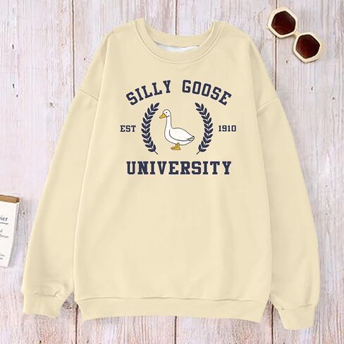 Funny Goose Graphic Sweatshirt For Women Cute Printed Crewneck Sweater Pullover With Sayings Long Sleeve T Shirts in Kuwait