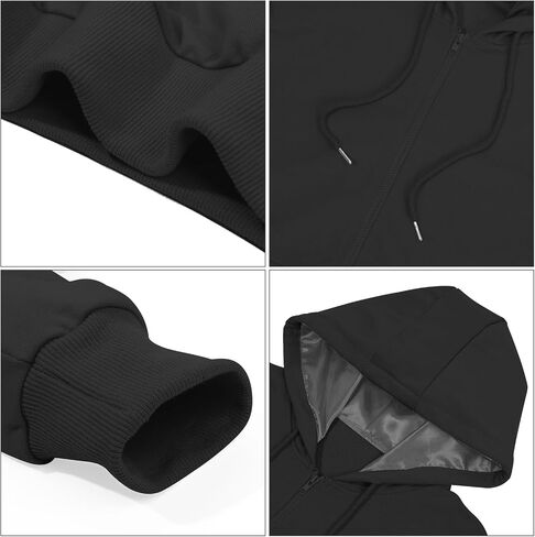 Bocianelli Satin Lined Hoodie Zip Up Hoodies Women's Casual Long Sleeve Satin Pullover Hoodie Sweatshirt Tops in Saudi Arabia