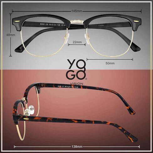 Yogo Vision Blue Light Glasses for Men and Women Semi Rimless Half Rim Computer Eyeglasses in Kuwait