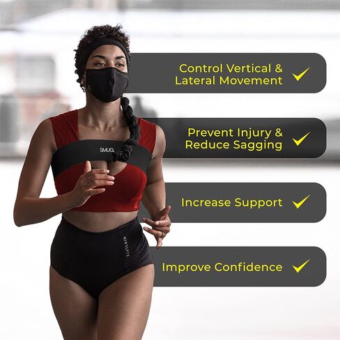 SMUG Breast Support Band For Women | Compression Band Prevent Breast Bounce, Pain & Injury | Adjustable Breast Support Band | Sports Bra Alternative for Running & Exercise | Sports Bra Band | Medium in Saudi Arabia