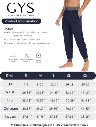 GYS Bamboo Viscose Men's Pajama Bottoms Soft Jogger Pants with Pockets and Drawstring in Saudi Arabia