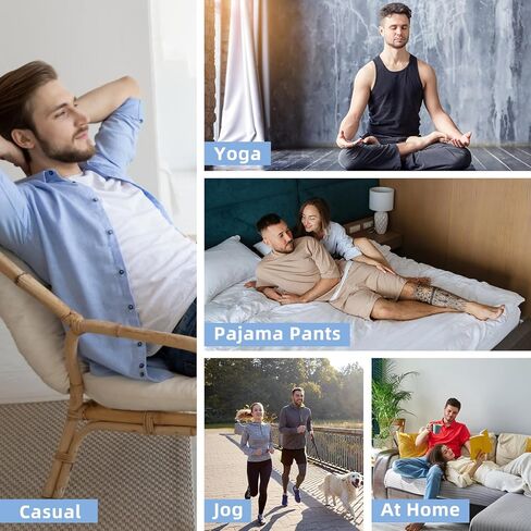 Mens Yoga Sweatpants Athletic Lounge Pants Lightweight Elastic Waist Jogger Pajamas Casual Pants with Pockets in Kuwait