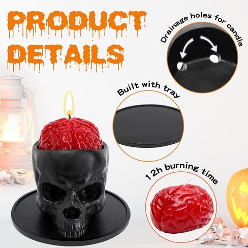 Halloween Decorations Indoor - Halloween Candle, Skull Bleeding Candle Gothic Decorations for Home Table Bar Indoor Room - Scary Halloween Decorations Indoor, Black in Saudi Arabia