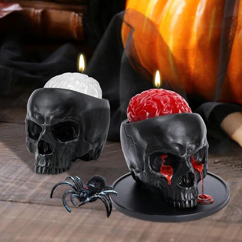 Halloween Decorations Indoor - Halloween Candle, Skull Bleeding Candle Gothic Decorations for Home Table Bar Indoor Room - Scary Halloween Decorations Indoor, Black in Saudi Arabia
