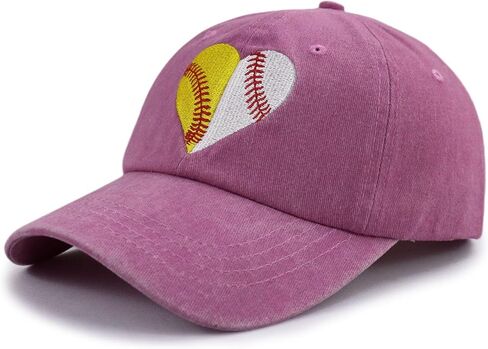 Baseball Softball Hat for Women, Funny Adjustable Cotton Sport Heart Baseball Cap in Kuwait