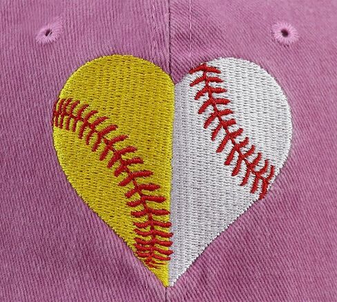 Baseball Softball Hat for Women, Funny Adjustable Cotton Sport Heart Baseball Cap in Kuwait