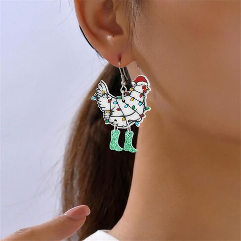 Christmas Earrings for Women Cute Colorful Acrylic Christmas Santa Claus Tree Gingerbread Men Earrings Funny Christmas Cat Dinosaur Earrings Xmas New Year Party Earrings Holiday Earrings in Saudi Arabia