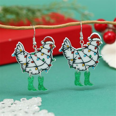Christmas Earrings for Women Cute Colorful Acrylic Christmas Santa Claus Tree Gingerbread Men Earrings Funny Christmas Cat Dinosaur Earrings Xmas New Year Party Earrings Holiday Earrings in Saudi Arabia