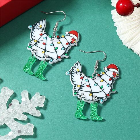Christmas Earrings for Women Cute Colorful Acrylic Christmas Santa Claus Tree Gingerbread Men Earrings Funny Christmas Cat Dinosaur Earrings Xmas New Year Party Earrings Holiday Earrings in Saudi Arabia