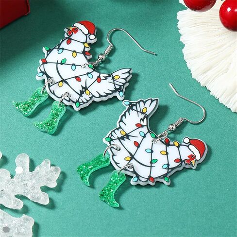 Christmas Earrings for Women Cute Colorful Acrylic Christmas Santa Claus Tree Gingerbread Men Earrings Funny Christmas Cat Dinosaur Earrings Xmas New Year Party Earrings Holiday Earrings in Saudi Arabia