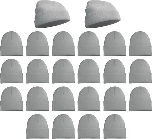 24 Pack Winter Beanies, Bulk Unisex Thermal Toboggan Hats Donation Skull Caps in Kuwait