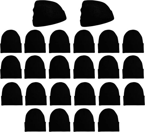 24 Pack Winter Beanies, Bulk Unisex Thermal Toboggan Hats Donation Skull Caps in Kuwait