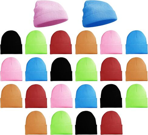 24 Pack Winter Beanies, Bulk Unisex Thermal Toboggan Hats Donation Skull Caps in Kuwait