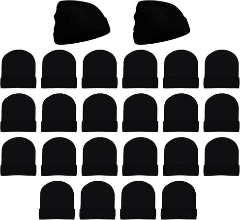 24 Pack Winter Beanies, Bulk Unisex Thermal Toboggan Hats Donation Skull Caps in Kuwait