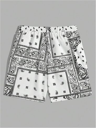 Milumia Men's Boho Paisley Print Drawstring Waist Shorts Summer Track Shorts with Pockets in Saudi Arabia