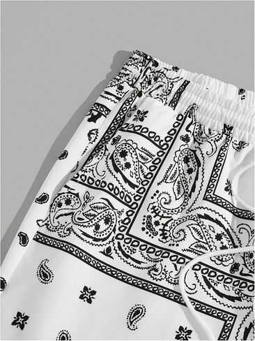Milumia Men's Boho Paisley Print Drawstring Waist Shorts Summer Track Shorts with Pockets in Saudi Arabia