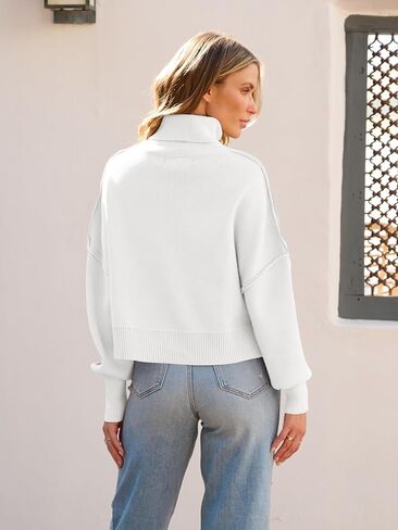 MEROKEETY Women's Turtleneck Cropped Sweater 2024 Batwing Sleeve Oversized Ribbed Knit Pullover Jumper Tops in Saudi Arabia