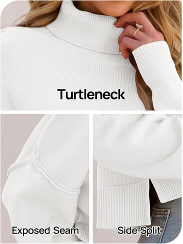 MEROKEETY Women's Turtleneck Cropped Sweater 2024 Batwing Sleeve Oversized Ribbed Knit Pullover Jumper Tops in Saudi Arabia
