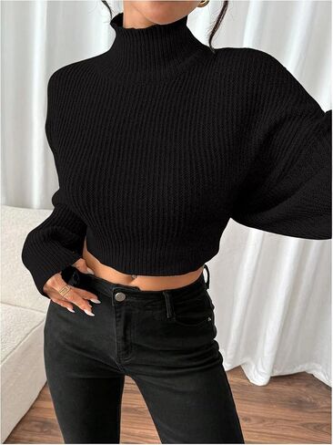 GORGLITTER Women's Bow Sweater Open Tie Back Long Sleeve Mock Neck Backless Pullover Top Fall Fashion 2024 in Saudi Arabia