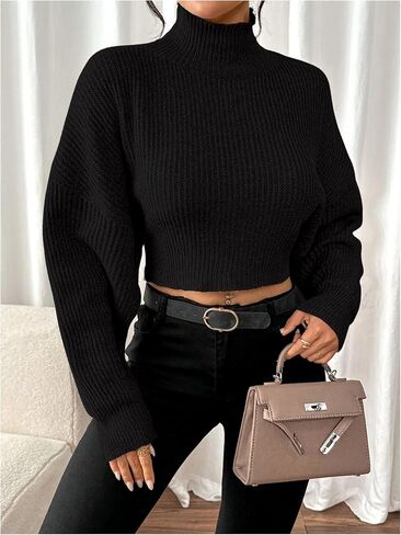 GORGLITTER Women's Bow Sweater Open Tie Back Long Sleeve Mock Neck Backless Pullover Top Fall Fashion 2024 in Saudi Arabia