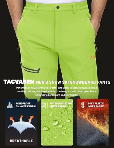 TACVASEN Men's Snow Ski Pants Windproof Snowboard Pants for Men Water Resistant Hiking Pants Fleece Lined Winter Working in Saudi Arabia