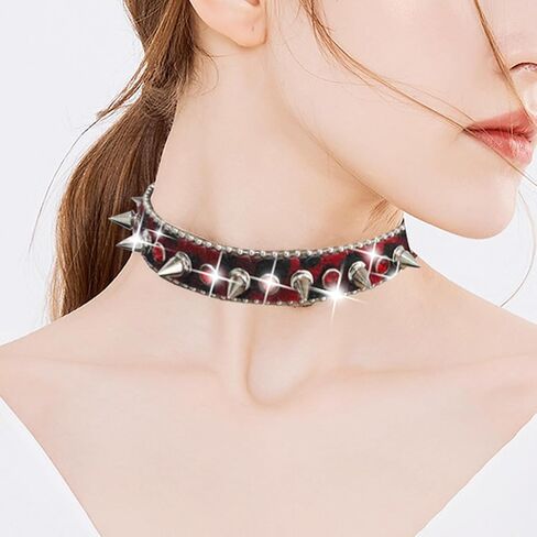 spiked choker Rhinestone spiked choker goth choker men women punk collar emo y2k spiked choker goth accessories for women in Kuwait