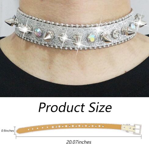 spiked choker Rhinestone spiked choker goth choker men women punk collar emo y2k spiked choker goth accessories for women in Kuwait