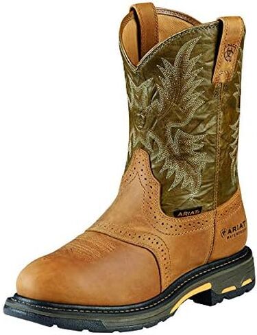 حذاء عمل Ariat 1000863595EE Workhog H2O مقاوم للماء بمقدمة مركبة، سعة، حجم، جلد، عرض 9.5، بني in Kuwait