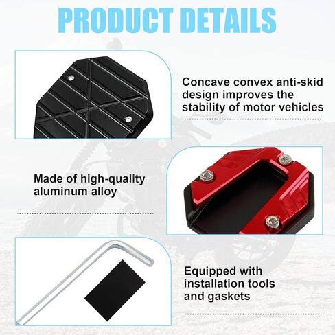 وسادة مسند للدراجة النارية، لوحة تمديد بمسند عالمي للدراجات النارية، قرص من سبائك الألومنيوم الممتاز المضاد للغرق للأسطح الناعمة، مثبت مقاوم للتآكل مع طلاء أكسدة أنوديك (أحمر) in Kuwait