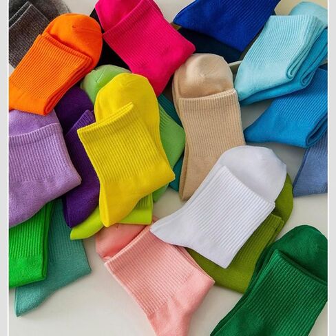 Womens Crew Ankle Long Socks for Women Black White Green Cotton Athletic Socks Stocking for Women Gift in Kuwait