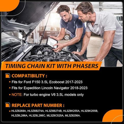 مجموعة سلسلة توقيت المحرك 13 قطعة مع مراحل، تناسب Ford F150 3.5L Ecoboost 2017-2023، لسيارة Expedition Lincoln Navigator 2018-2023، استبدل HL3Z6268A HL3Z6K255A in Kuwait