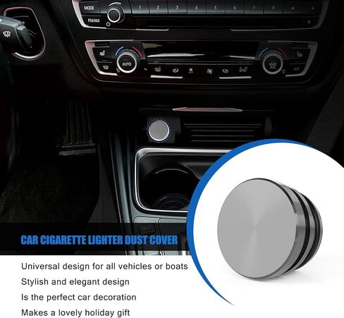 1 PC Car Cigarette Lighter Cover, Alloy Craftsman with Anti-Water Ingress Rubber Gasket Dust Cover Plug, Decorative Modification Accessories, Suitable for Most Car Models (Silver) in Kuwait