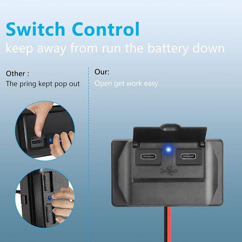 CERRXIAN 12V / 24V RV USB لوحة مخرج جدار جبل، 60W مزدوج PD3.0 نوع C منفذ شاحن سيارة مقبس متعدد المنافذ محول الطاقة DIY 12V الملحقات لشاحنة حافلة السيارة RV - حزمة واحدة in Saudi Arabia