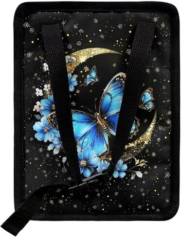 Butterfly Moon Print Car Trash Bag with Zipper Leakproof Car Trash Can Bin Auto Garbage Bag Collapsible Automotive Organizer Hanging Car Garbage Can in Kuwait