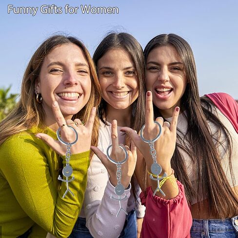 Funny Gag Gifts for Dad Men Women Adult Cool Middle Finger Keychain for Him Her Boyfriend Christmas Gifts Gadgets in Kuwait