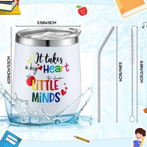 Nitial 6 Sets Teacher Christmas Gifts Teacher Appreciation Gifts 12 oz Teacher Tumbler Makeup Bag Keychain Teacher Gifts for Women Teachers Day Gifts Xmas Thank You Gifts for Teachers(Rose Gold) in Kuwait
