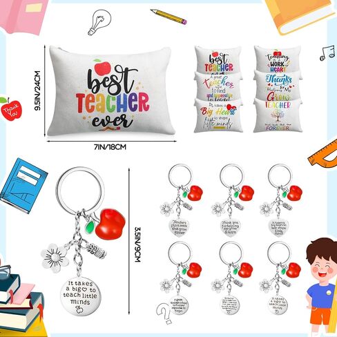 Nitial 6 Sets Teacher Christmas Gifts Teacher Appreciation Gifts 12 oz Teacher Tumbler Makeup Bag Keychain Teacher Gifts for Women Teachers Day Gifts Xmas Thank You Gifts for Teachers(Rose Gold) in Kuwait