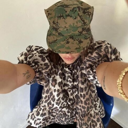 Tie Front Tops Womens Y2k Leopard Print Peplum Babydoll Top 3/4 Length Puff Sleeve Coquette Cute Going Out Tops in Saudi Arabia